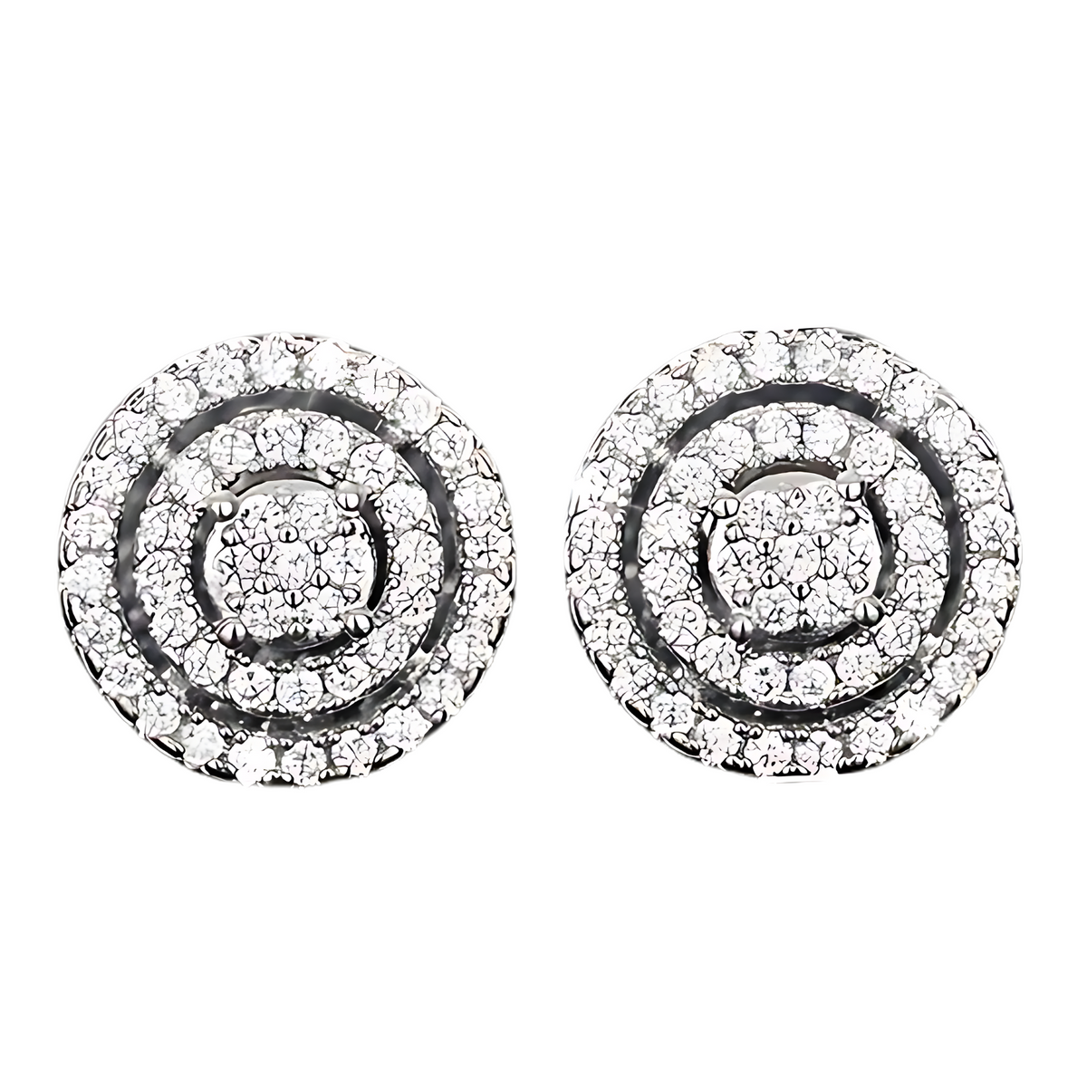 Trendy Jewelry Triple Halo Cubic Zirconia Ear Stud Earrings Dainty Pave 658