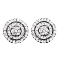 Trendy Jewelry Triple Halo Cubic Zirconia Ear Stud Earrings Dainty Pave 658