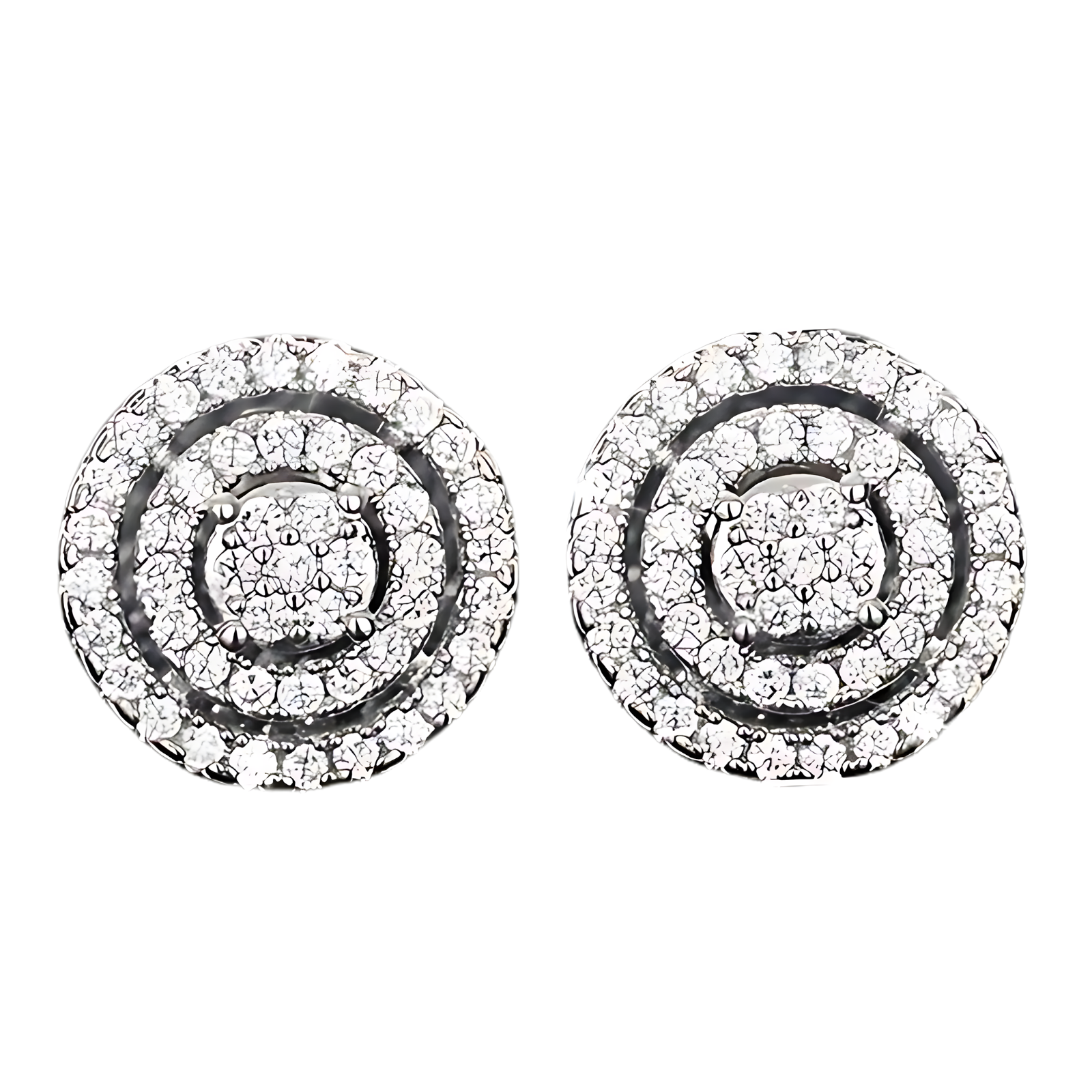 Trendy Jewelry Triple Halo Cubic Zirconia Ear Stud Earrings Dainty Pave 658