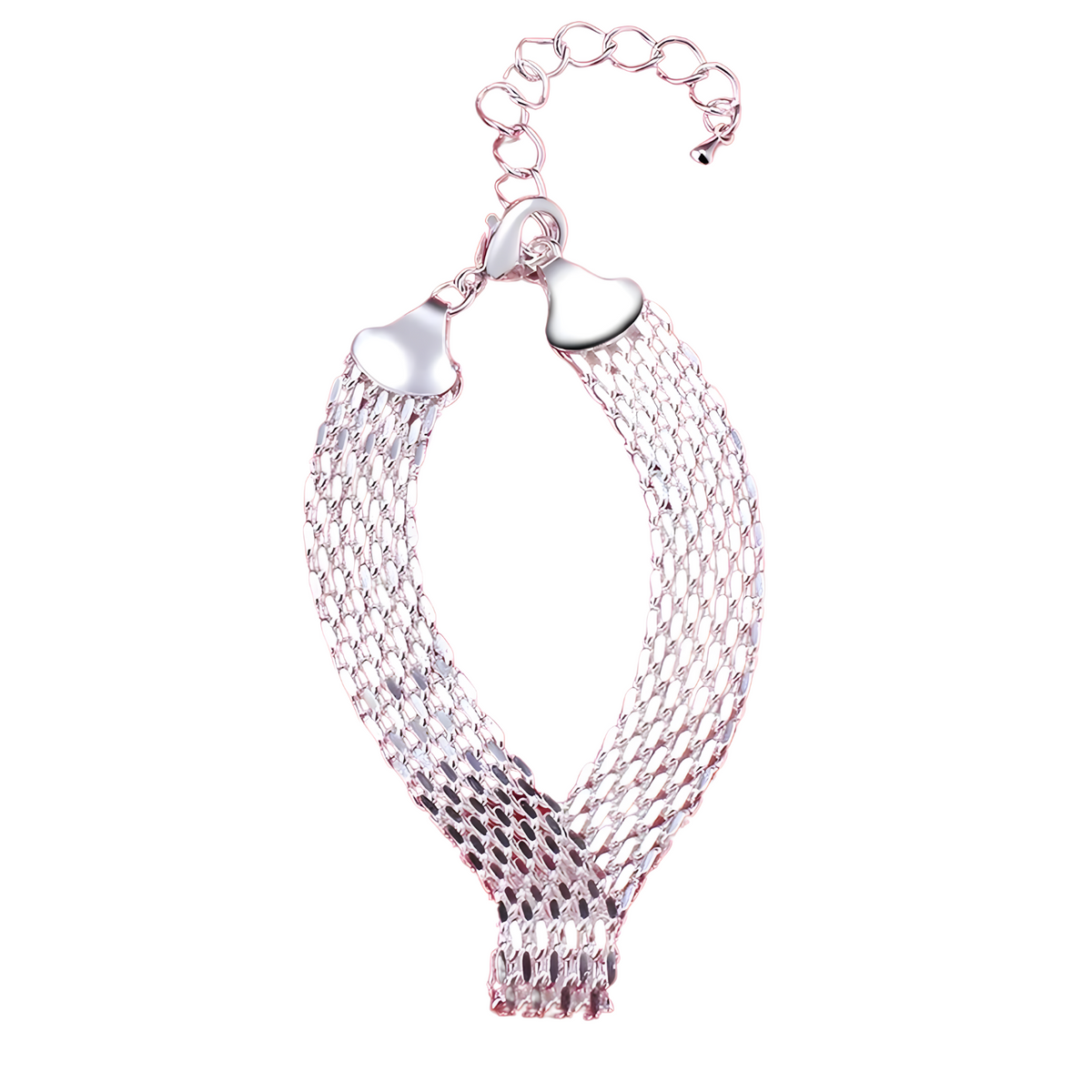 Exquisite Fashion Flat Mesh Weaving Chain Bracelet Hot 925 Sterling 659