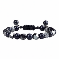 8mm Blue Sandstone Beaded Bracelet Adjustable Macrame Bracelet Unisex Spark 1355