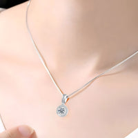 925 Sterling Silver Round Zircon Pendant Necklace – Women's Fashion Jewelry 256