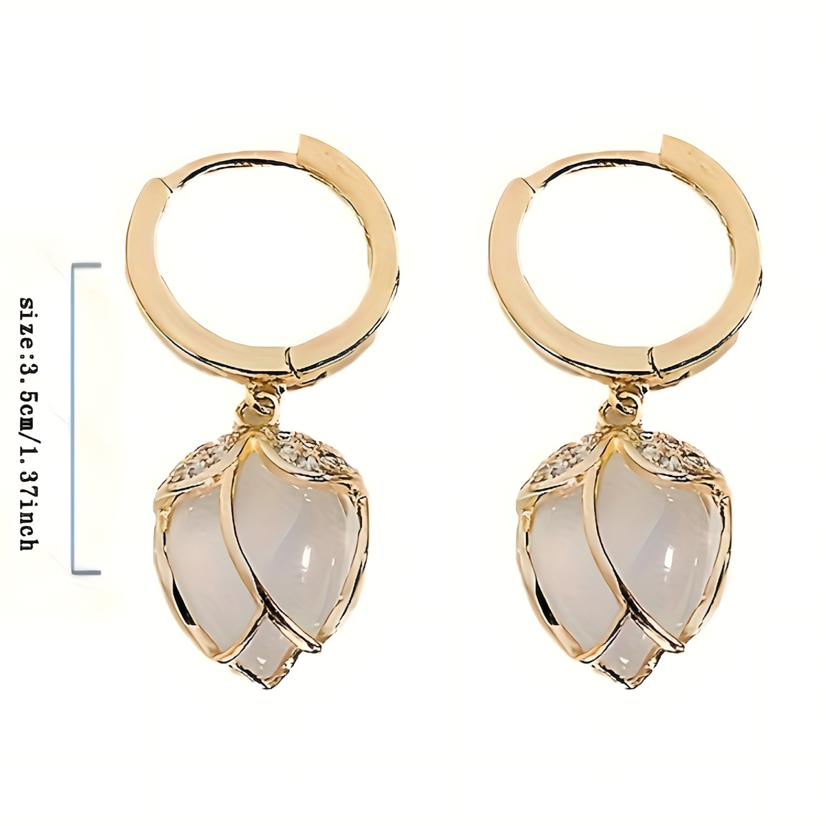 Contemporary Geometric Hoop Earrings Women | Gold Color Zinc Alloy Pearl 586