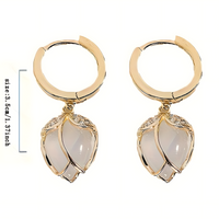 Contemporary Geometric Hoop Earrings Women | Gold Color Zinc Alloy Pearl 586
