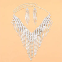 1 Pair Dangle Earrings 1 Pc Necklace Zinc Alloy Jewelry Set Rhinestones 87 UK