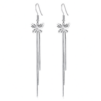 925 Silver-Plated Butterfly Tassel Drop Earrings Women – Long Silver Chains 1051