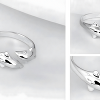 Dolphin Ring for Women–Adjustable Copper Alloy 925 Silver Plating, Double 1217