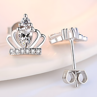Crown Zircon Stud Earrings for Women – Cute Romantic Style 925 SilverPlated 1004