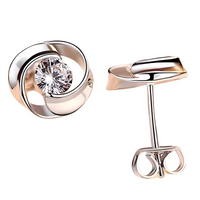 Silver Swirl Stud Earrings Women – Elegant Cubic Zirconia Round Cut Earrings 950