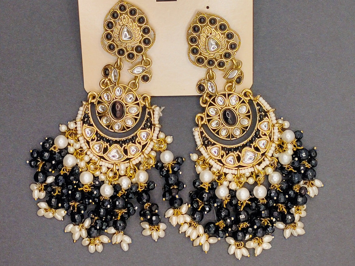 Elegant Bollywood Inspired Gold Kundan Earrings - Traditional Indian Jewelry 249