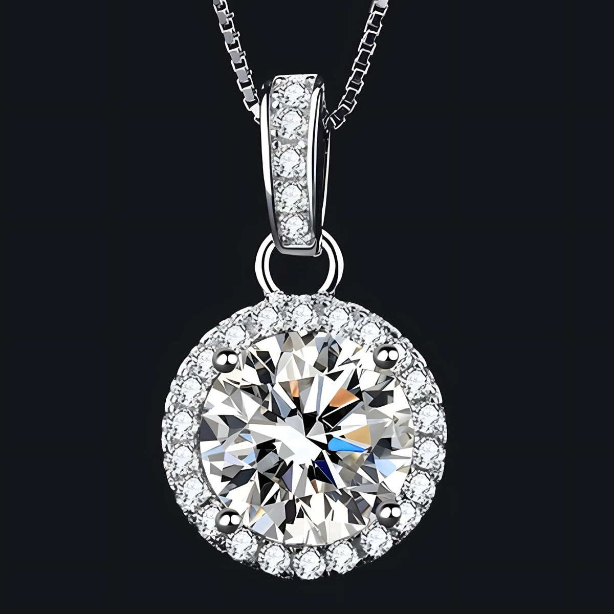 925 Sterling Silver Fine Round AAA Zircon Pendant Necklaces Women Jewelry 273