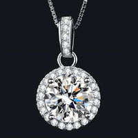 925 Sterling Silver Fine Round AAA Zircon Pendant Necklaces Women Jewelry 273
