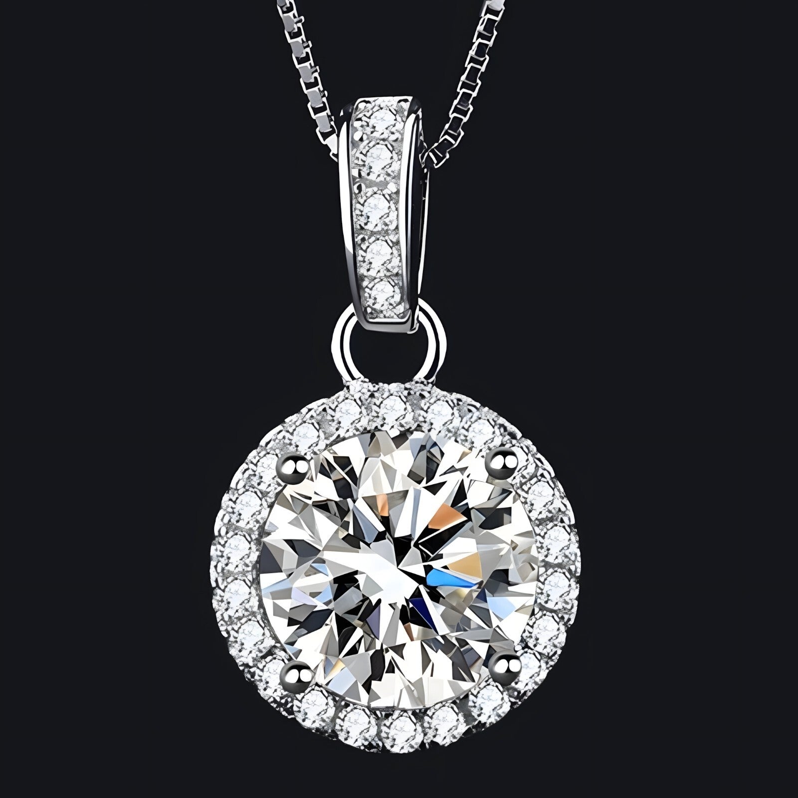 925 Sterling Silver Fine Round AAA Zircon Pendant Necklaces Women Jewelry 273