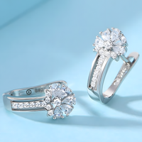 925 Sterling Silver Crystal Flower Stud Earrings Women; Clear Zirconia Pave B182
