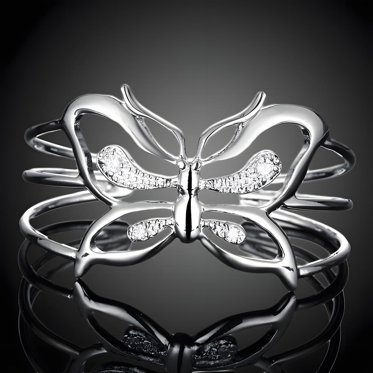 Unified Jewellery Premium Butterfly Crystal Open Cuff Bracelet for Women 1837
