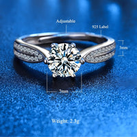 925 Sterling Silver Crown Ring for Women; Adjustable Rhinestone Open Finger 390