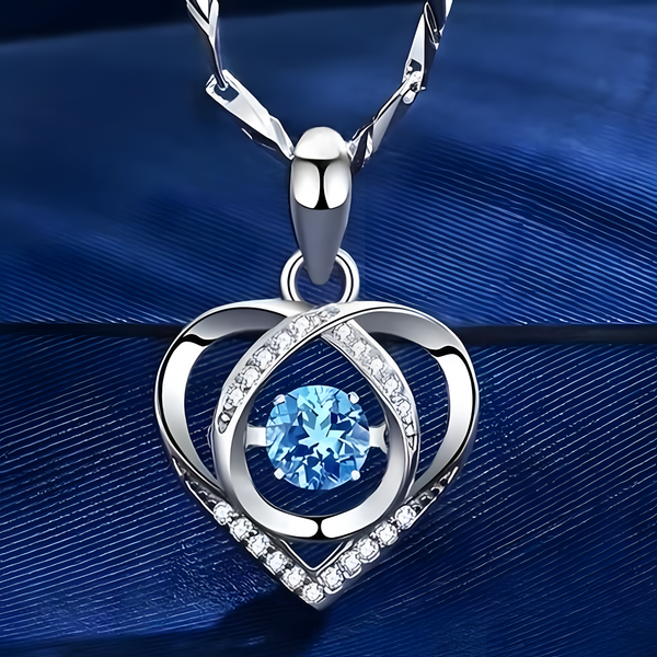2-Piece Heart Necklace and Blue Crystal Bracelet Set for Women Copper Alloy 1154