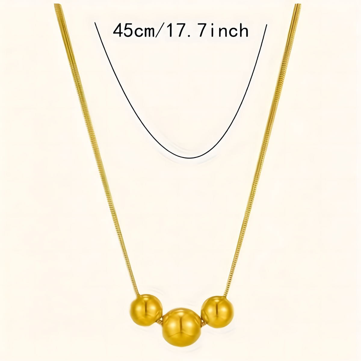 18K Gold Plated Stainless Steel Spherical Pendant Necklace 316L Snake Chain 730