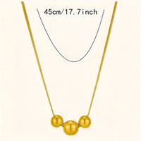 18K Gold Plated Stainless Steel Spherical Pendant Necklace 316L Snake Chain 730