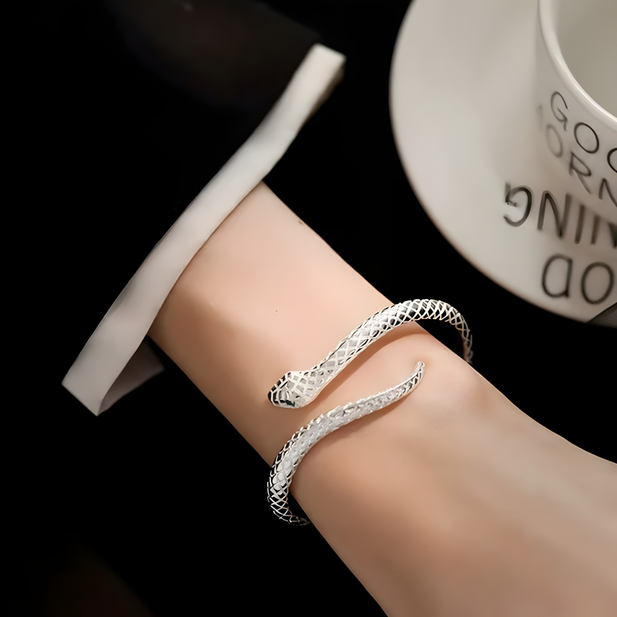 925 Sterling Silver Snake Shape Bracelet Charm Temperament Bracelet Birthday 499