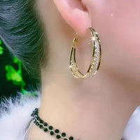 3-layer Shiny Rhinestone Decor Hoop Earring Retro Elegant Style Zinc Alloy 39 UK