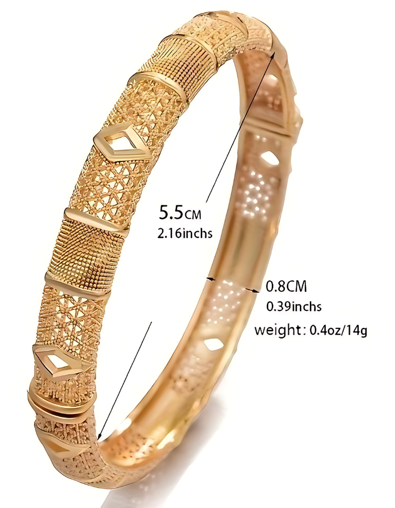 24K Gold Plated Luxury Golden Yellow Ladies Cuff Bangle, Bridal Ethnic Style 114