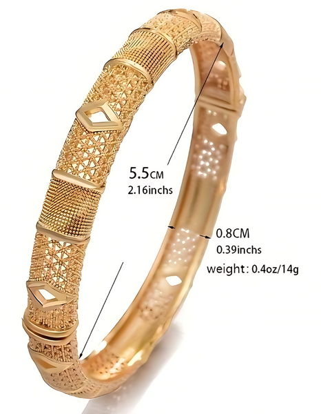 24K Gold Plated Luxury Golden Yellow Ladies Cuff Bangle, Bridal Ethnic Style 114