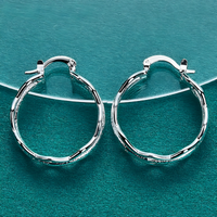 Wavy Ripple Hoop Earrings for Women – Copper Alloy with 925 Silver Plating 1221