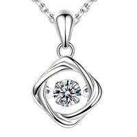 925 Sterling Silver Dancing Zircon Necklace – Twisted Pendant Charm with 5mm 274
