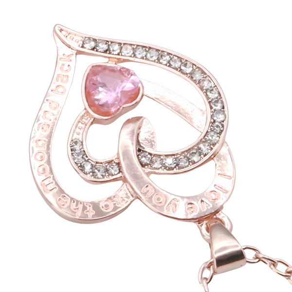 18K Gold Plated Zinc Alloy Blue Heart Stone and Princess Cut Rhinestones  B311