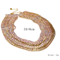 Women's Multilayer Gold Plated Choker Necklace Aurora Borealis Rhinestones 600