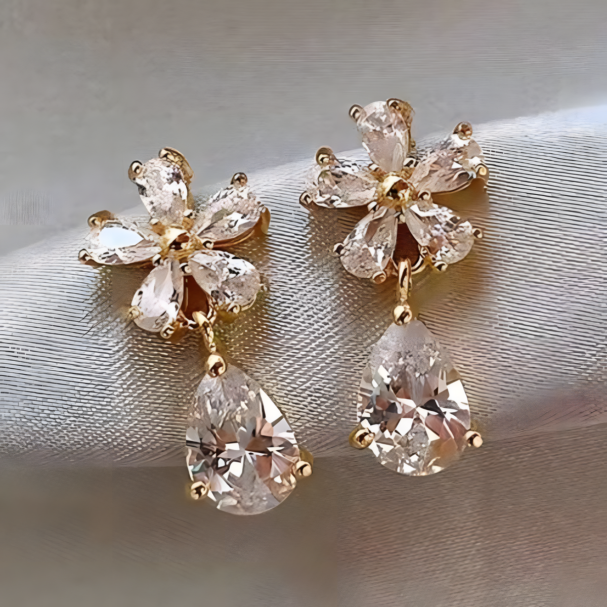 Vintage Halo Pearl Drop Earrings – Statement Bridal Dangle Earrings Pavé 1394