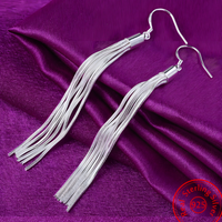 Long Tassel Drop Earrings Women, 925 Silver-Plated Alloy, Lightweight Dangle 967
