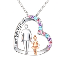 Father Daughter Heart Necklace for Women – Zinc Alloy Pendant Multi-Colour 1246