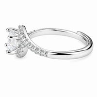 Women's Elegant Adjustable Zircon Halo Ring, Round Brilliant Engagement 1634