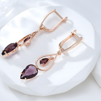 Long Drop Earrings for Women, Copper Alloy with Rose Gold Colour Plating 1279