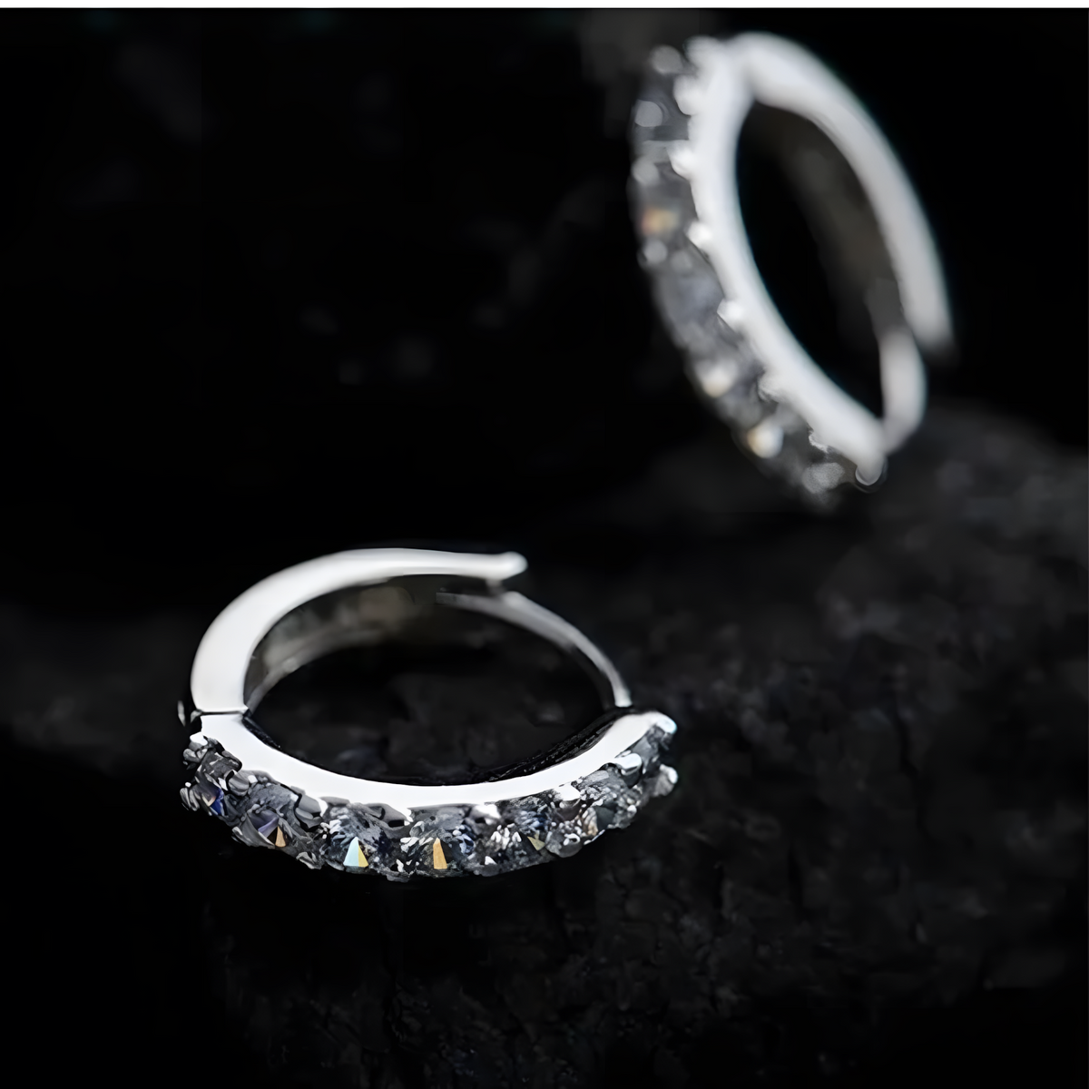 Women's 925 Sterling Silver Small Hoop Earrings AAAA Cubic Zirconia, Dainty 471