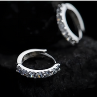 Women's 925 Sterling Silver Small Hoop Earrings AAAA Cubic Zirconia, Dainty 471