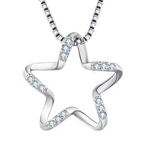Sterling Silver Star Necklace for Women -Real 925 Box Chain Pendant with AAA 281