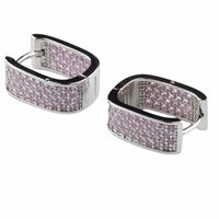 Pink Zircon Hoop Earrings For Women Micro Pave Round Cut Vintage Inspired 1368