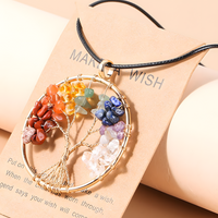 Chakra Tree Of Life Crystal Pendant Necklace Rainbow Gemstone 7 Chakra 1074