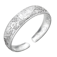 Bird Flower Open Cuff Bangle For Women - Wide Engraved Floral Bracelet  1788