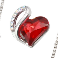 Heart Pendant Necklace For Women Silver Alloy Necklace With Red Crystal B314