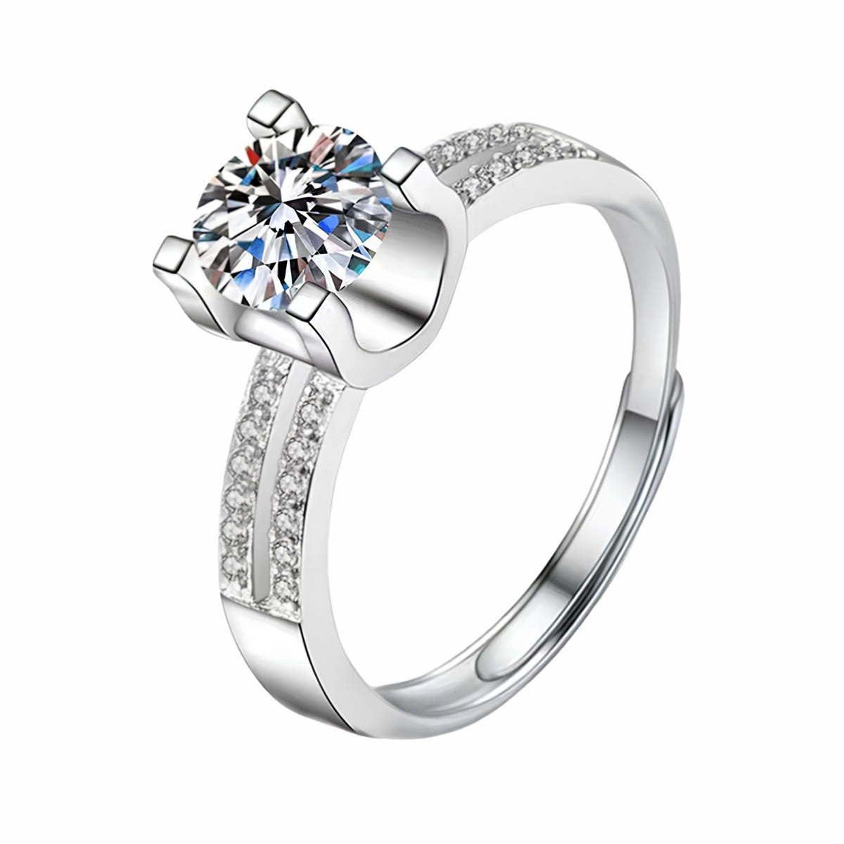 Adjustable Wedding Ring Double Pavé Band Statement Ring Diamond Look Luxury 1666