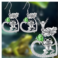 Frog Necklace and Earring Set for Women–Zinc Alloy Rhinestone Jewellery Set 1237