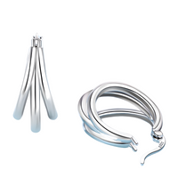 Tarnish-Resistant Rhodium Plated 925 Sterling Silver Interwoven Hoop Earring 623