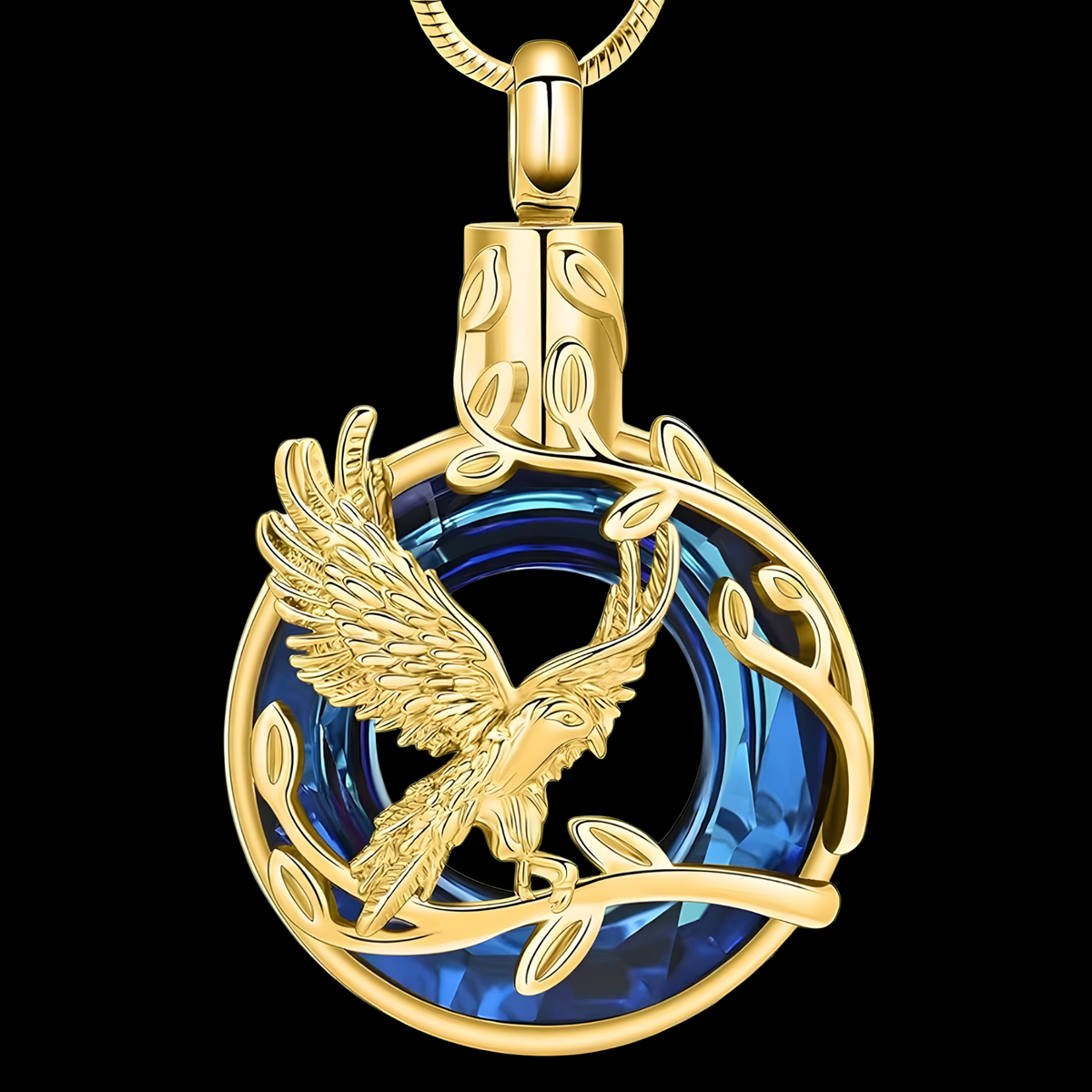 Eagle Pendant Necklace, Silver Plated Alloy Stainless Steel Base Blue B206
