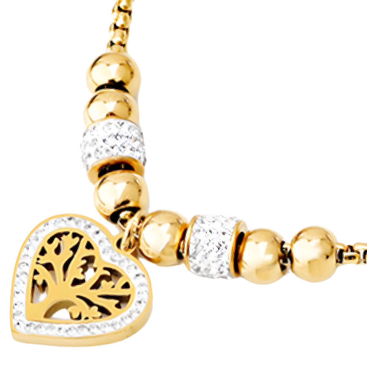 316L Stainless Steel Heart Tree of Life Pendant Necklace Trendy Gold  Chain 1077