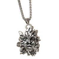 Leaf Face Pendant Necklace, 58 cm Vintage Gothic Forest Guardian Statement 1886