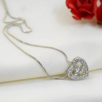925 Sterling Silver Heart Necklace Women | Dancing Zircon Pendant Adjustable 260